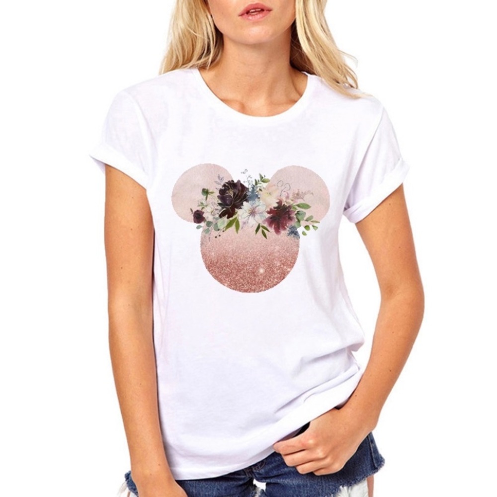 Rose gold Mickey Ears T-shirt with Flower crown.